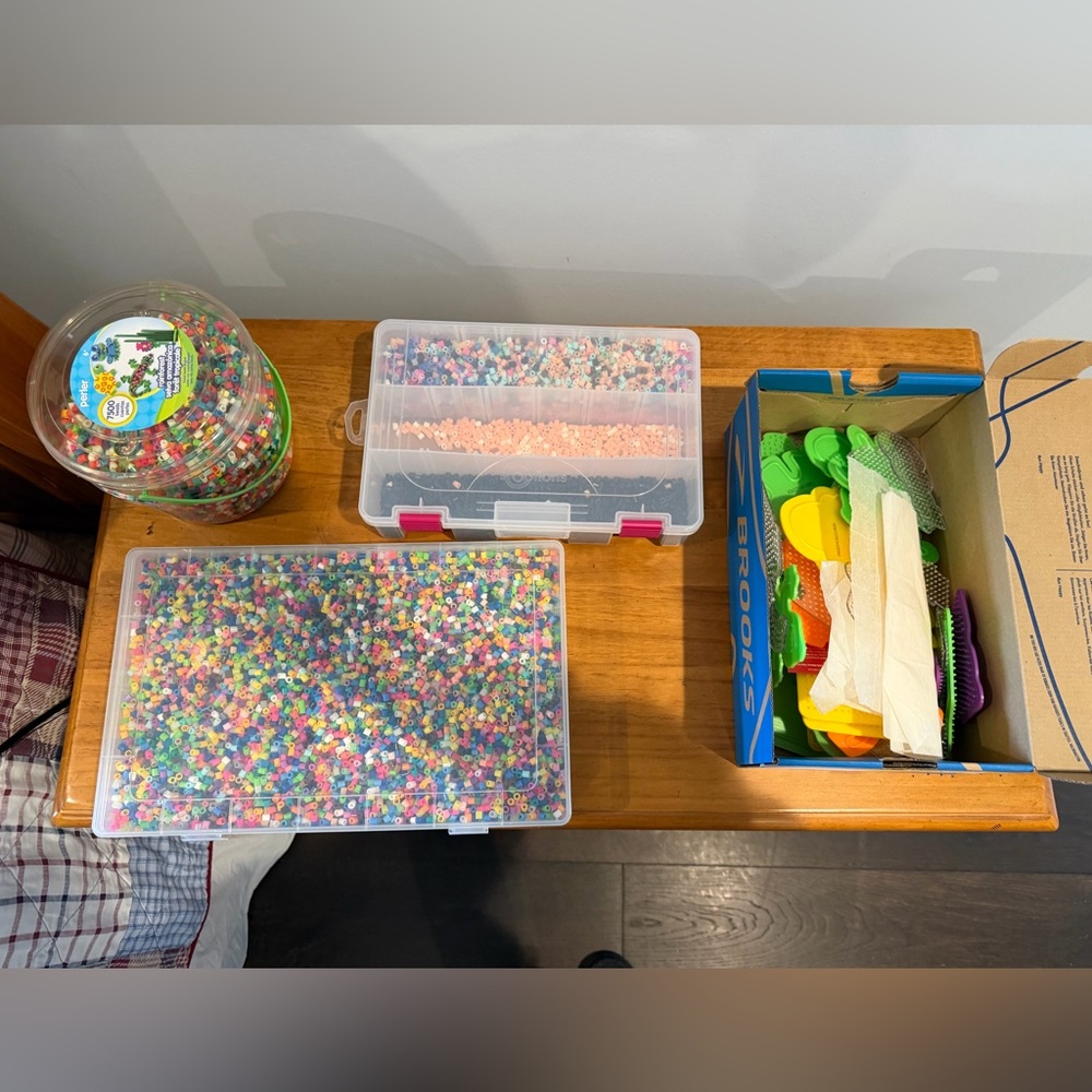 Perler beads and pegboards